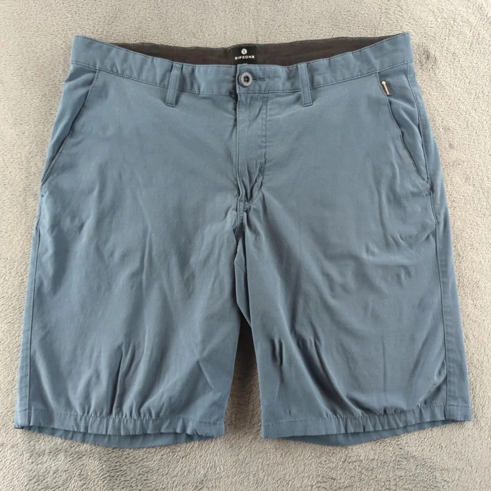 Ripzone Shorts Mens 36 Blue Flat Front Chino Stretch Zip Pocket Casual Denim‎
